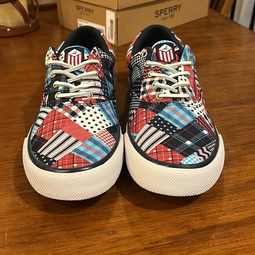 Sperry Top Sider Striper USA Flag shoes sneakers new boat deck 4th of July Mens